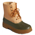 Sperry Womens Saltwater 2.0 Duck Boots Size 10 Tan Green Leather Waterproof NIB