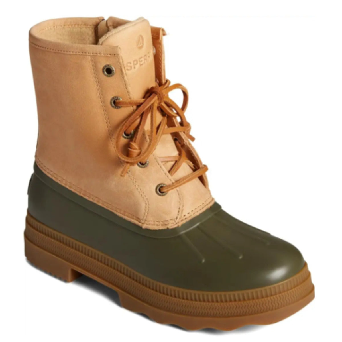Sperry Womens Saltwater 2.0 Duck Boots Size 10 Tan Green Leather Waterproof NIB