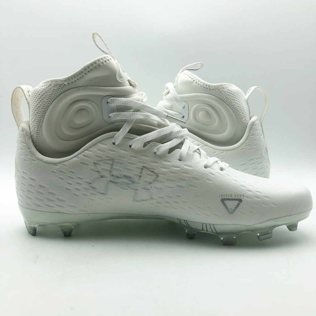 Under Armour Mens Spotlight Lux MC 2.0 Football Cleats Size 8 White Silver NWOB