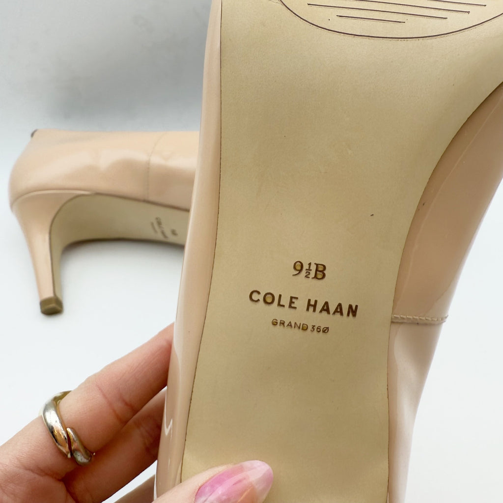 Cole Haan Womens Vandam Pumps US 9.5 Tan Brush Patent Leather 65mm NWOB