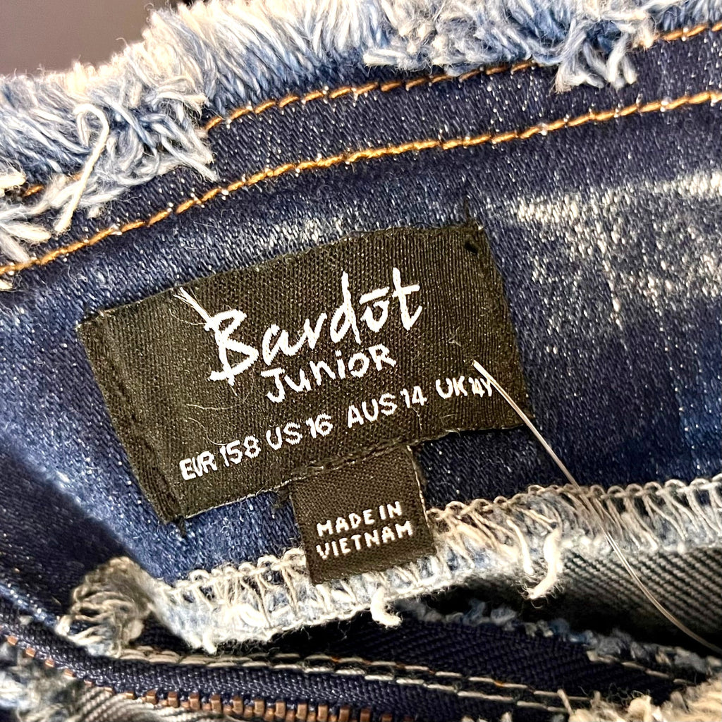 BARDOT Girls Corset Denim Skirt US 16 Blue Acid Wash Cotton NWT