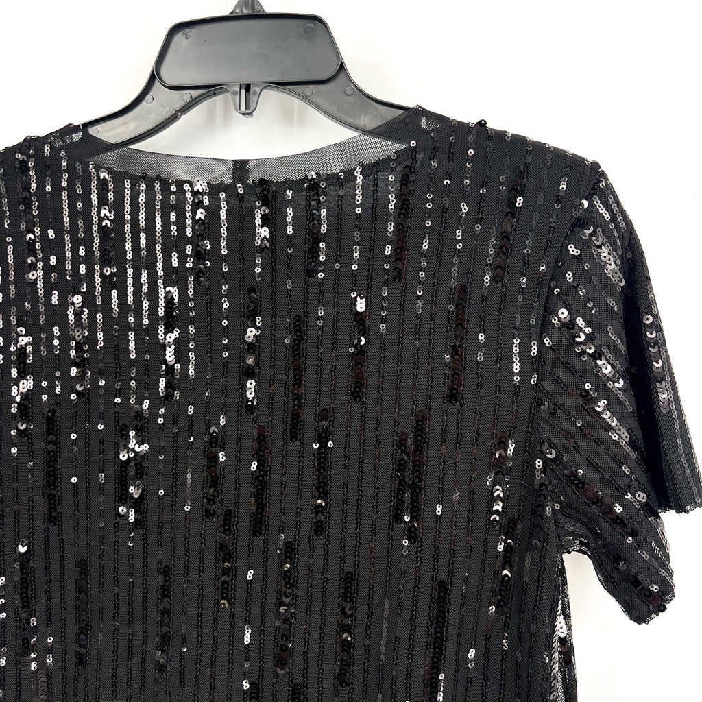SANCTUARY Women's Sequin Perfect Tee XS Black Short Sleeve NWT