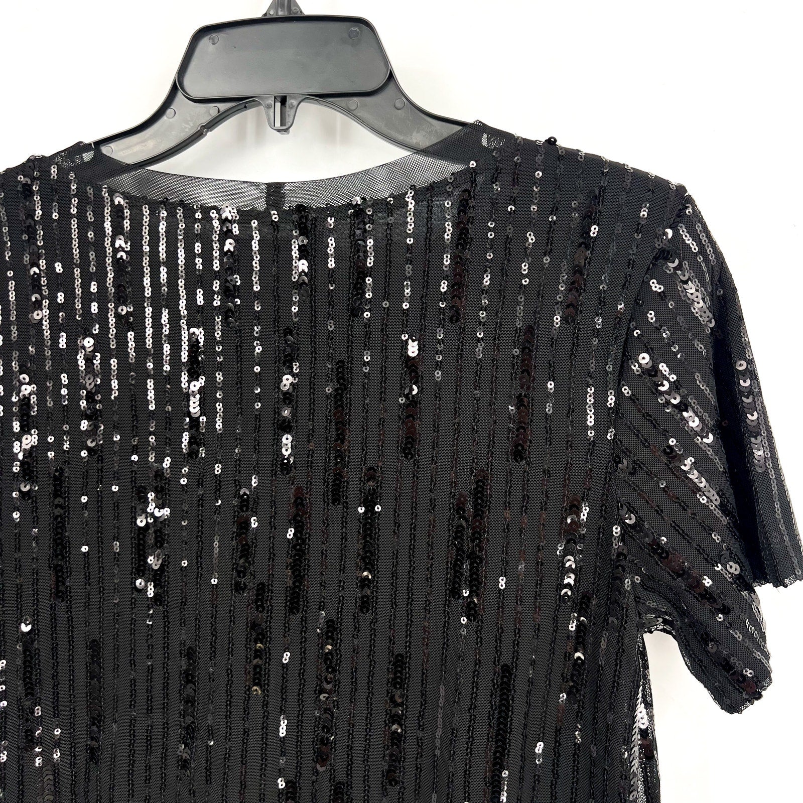 SANCTUARY Women's Sequin Perfect Tee XS Black Short Sleeve NWT