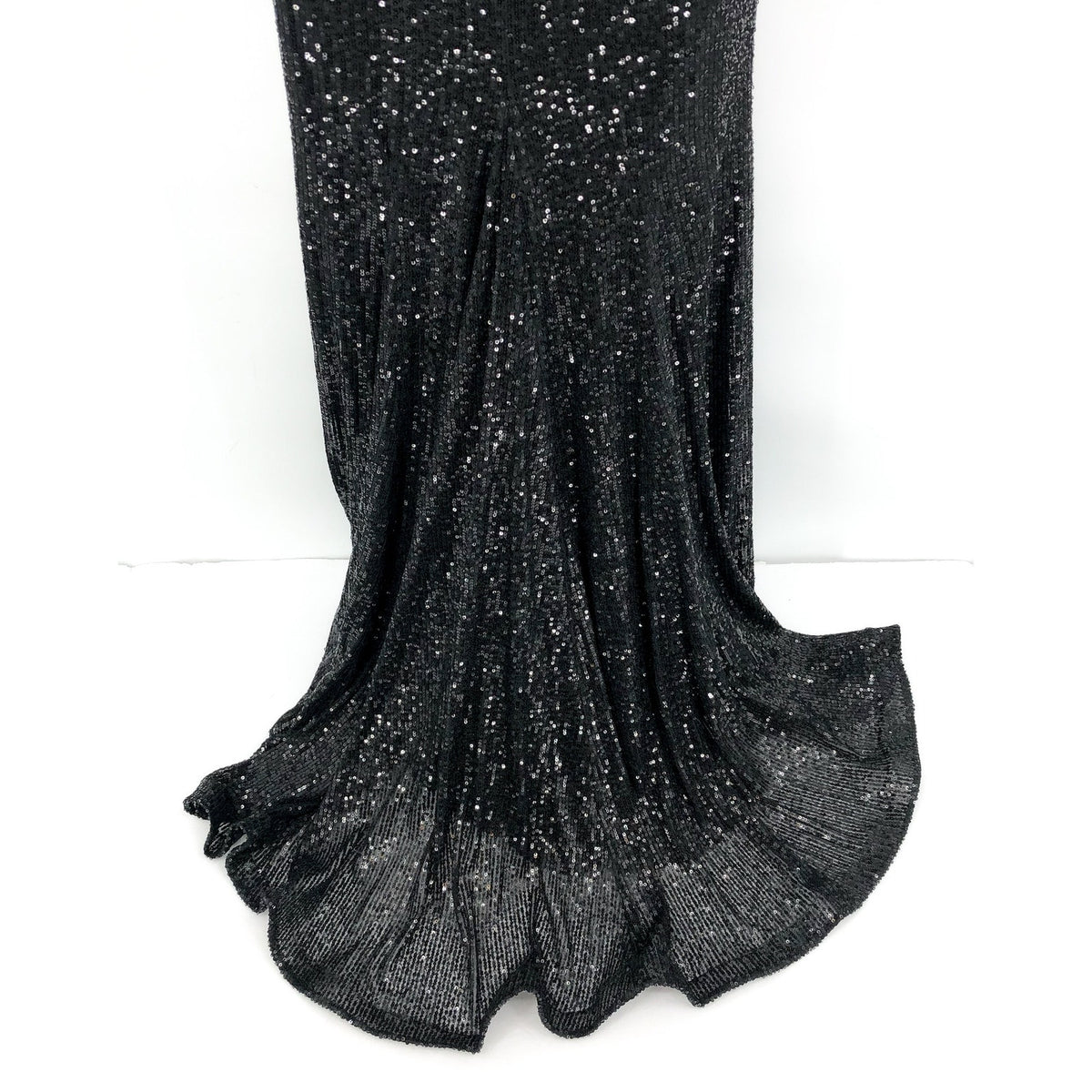 LA FEMME Sequin High Neck Dress Size 0 Black Long Slit Low Back 28529 NWT