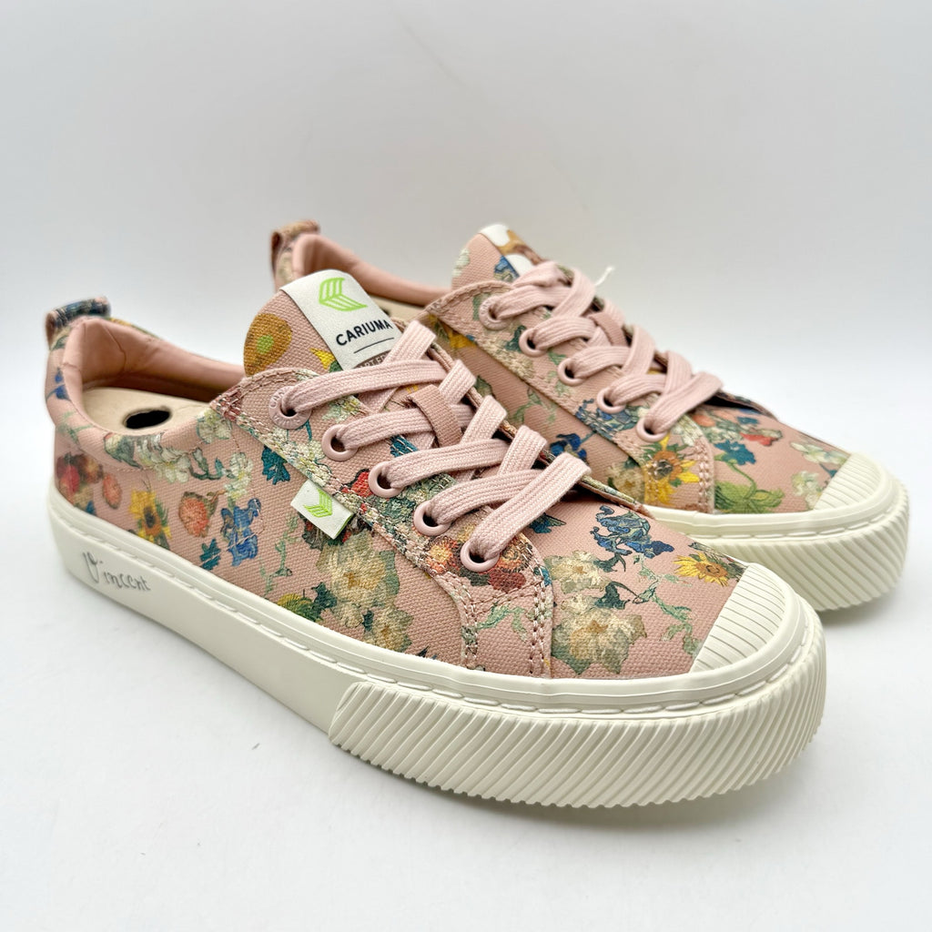 Cariuma Women VGM OCA Low Jubilee 50 Sneaker US 6.5 Pink Canvas Flower Print NIB