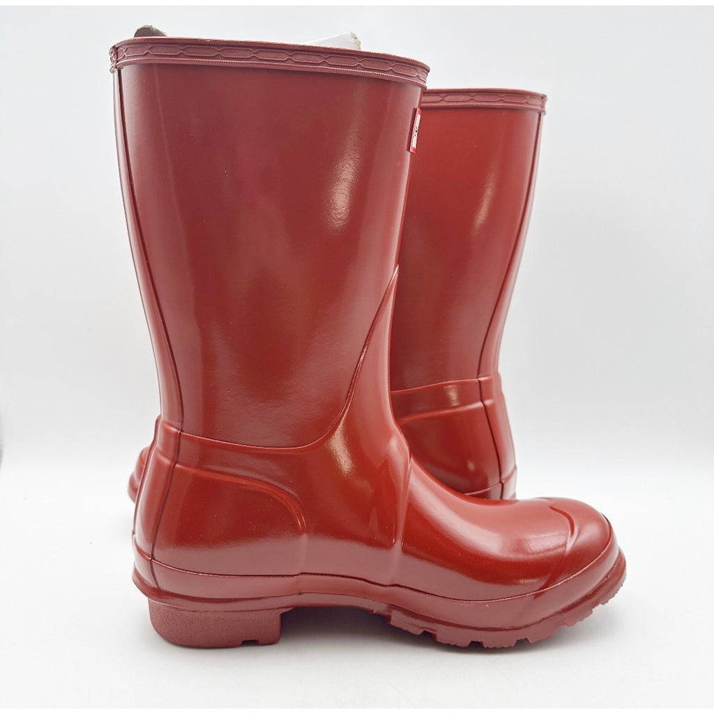 Hunter Womens Original Short Gloss Boots US Size 6 EU 37 Military Red NIB