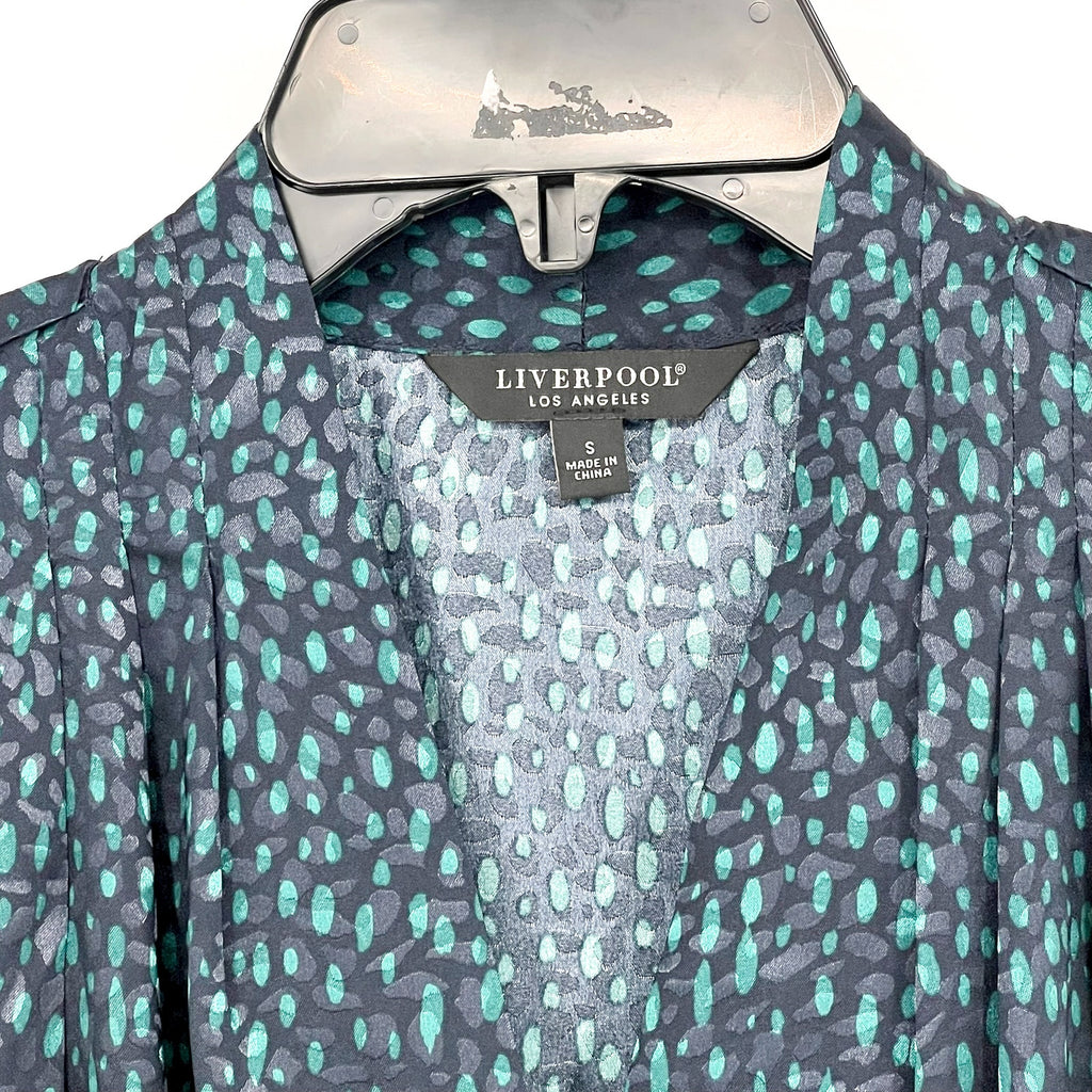LIVERPOOL Women's Sleeveless Popover Blouse Small Blue Green Print NWT