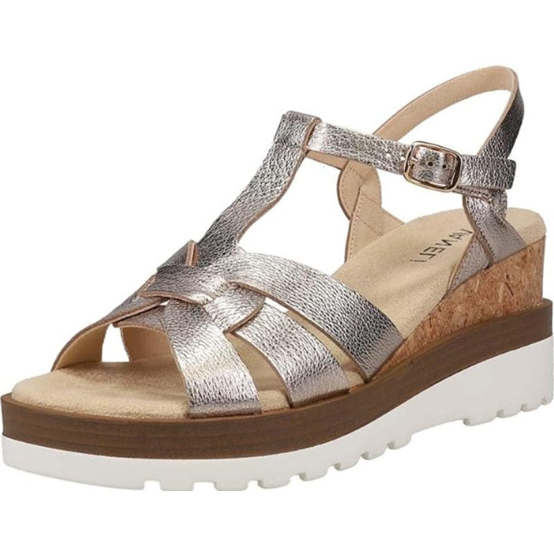 Vaneli Womens Carly Cork Casual Sandals US 8 Narrow Shell Metallic Leather NIB