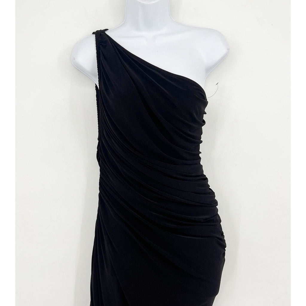 NORMA KAMALI Women's One Shoulder Diana Gown Large Black Asymmetric NWOT
