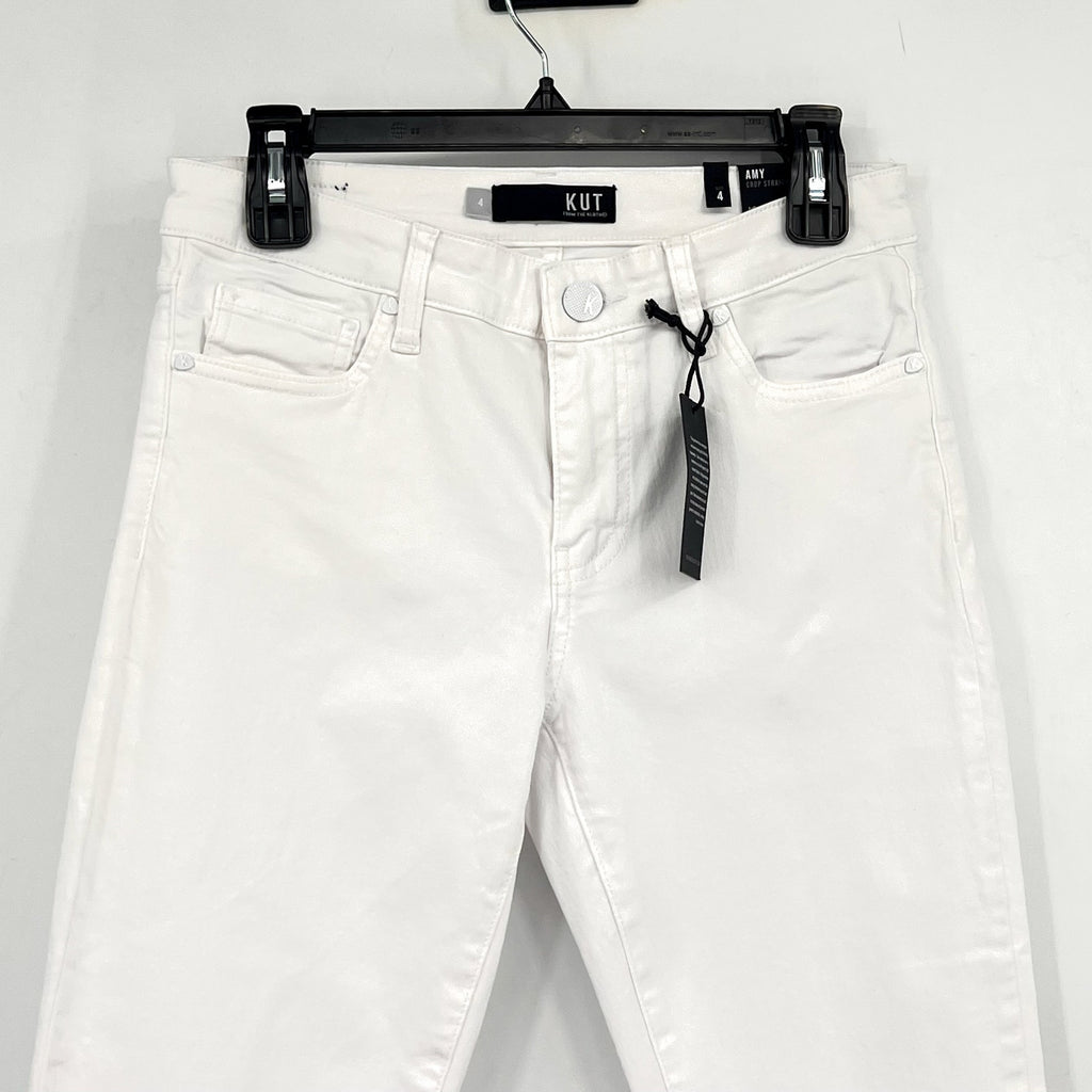 KUT FROM THE KLOTH Amy Crop Straight Leg Jeans Size 4 White Mid Rise NWT