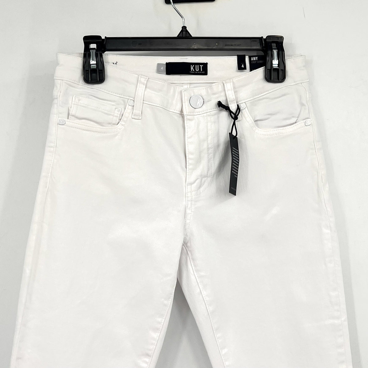 KUT FROM THE KLOTH Amy Crop Straight Leg Jeans Size 4 White Mid Rise NWT