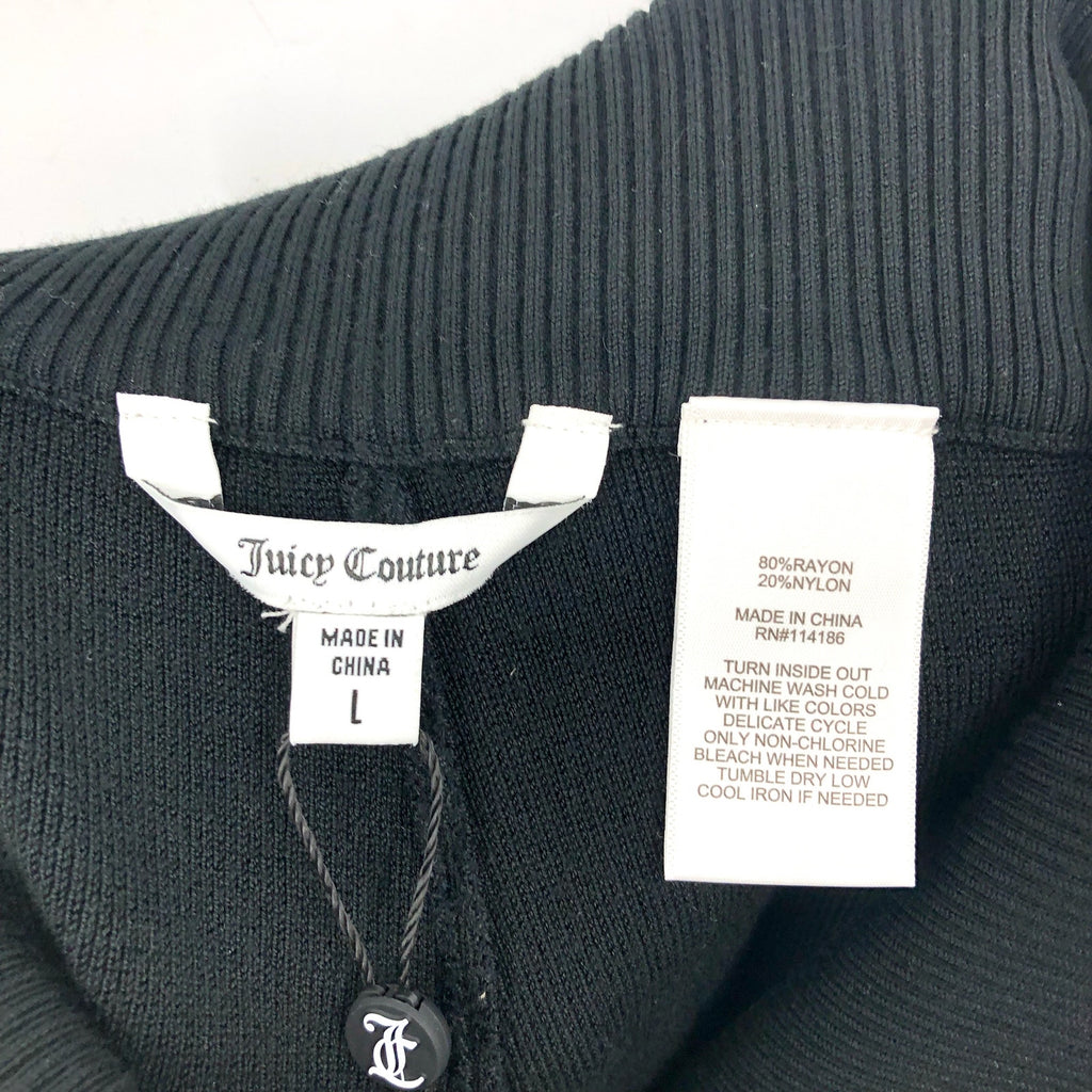 JUICY COUTURE Women's Low Rise Knit Flare Sweater PantLarge Black NWT
