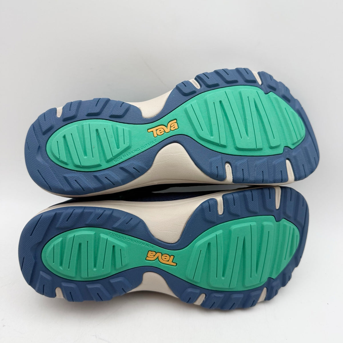 TEVA Kids Outflow Universal Sandals Youth 5 Navy Blue Green Water Shoes NIB