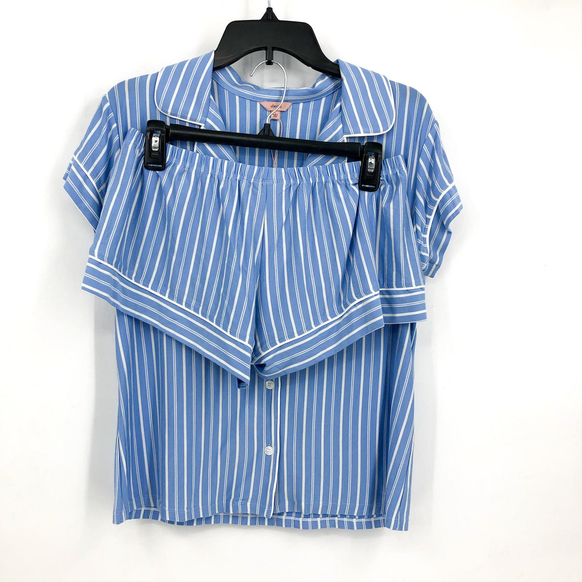 EBERJEY Womens Gisele Shorties PJ Set Small Blue Nordic Stripe Tencel Modal NWOT