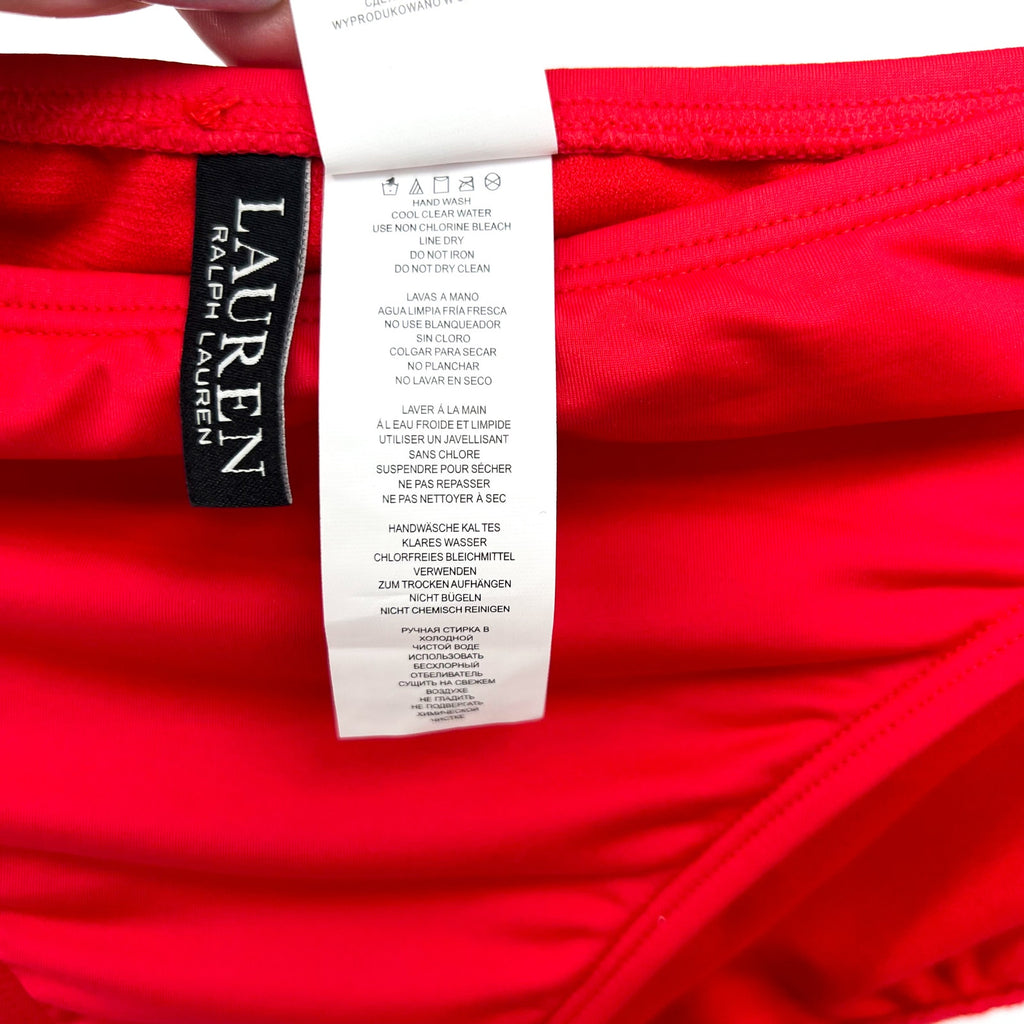 RALPH LAUREN Beach Club Hipster Bikini Swim Bottoms Size 12 Red NWT