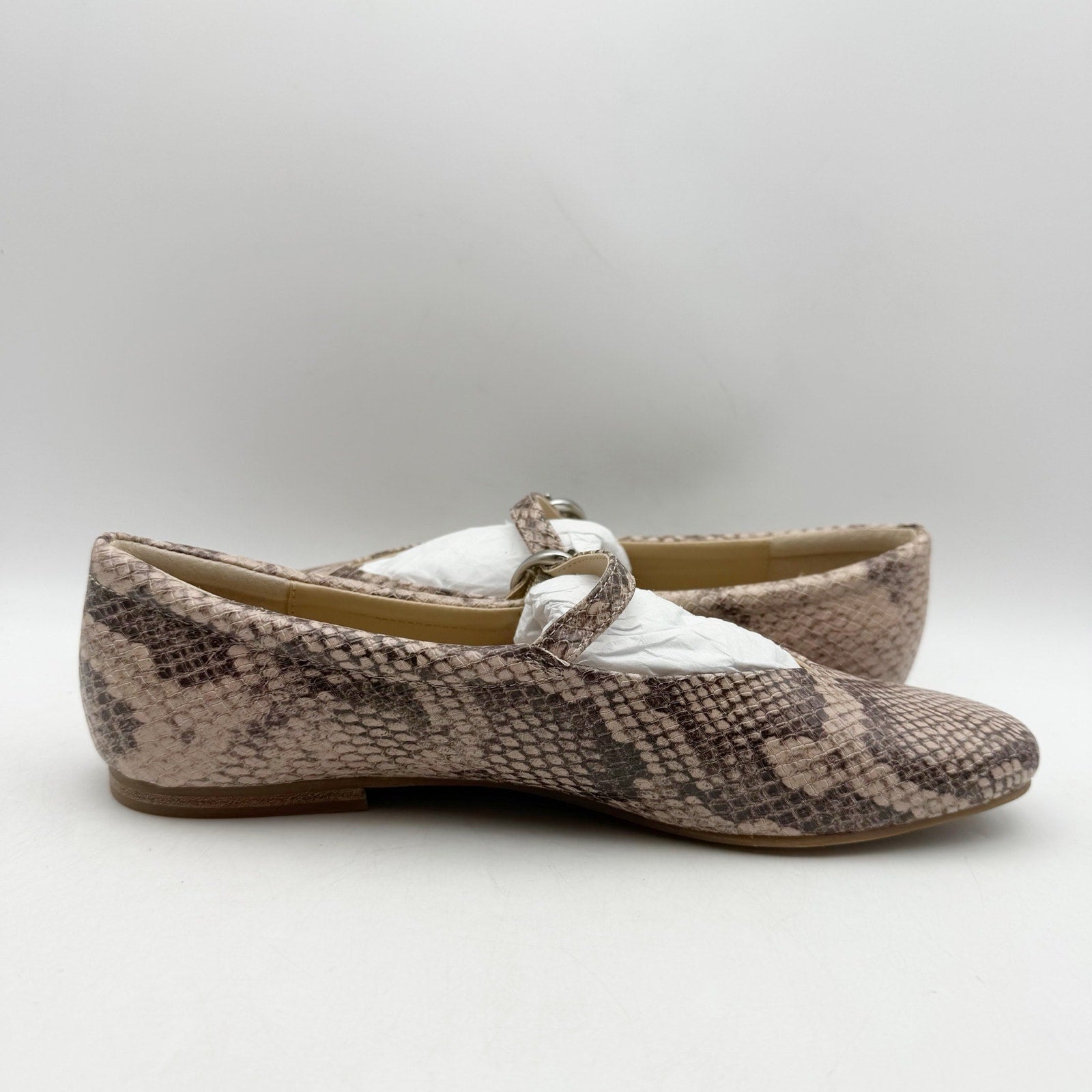 Dolce Vita Womens Anneke Mary Jane Flats US 7 M Sand Snake Embossed NWOB