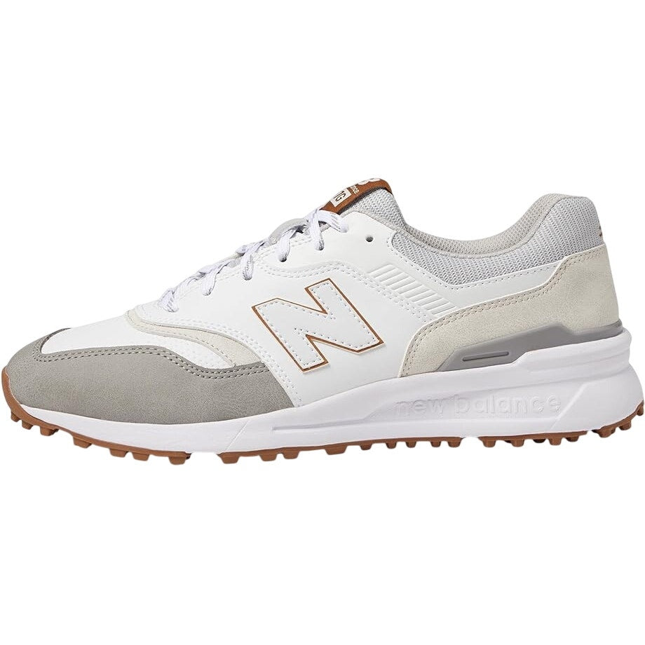 New Balance Mens 997 SL Golf Sneakers US 10.5 Wide White Leather Lace Up NIB