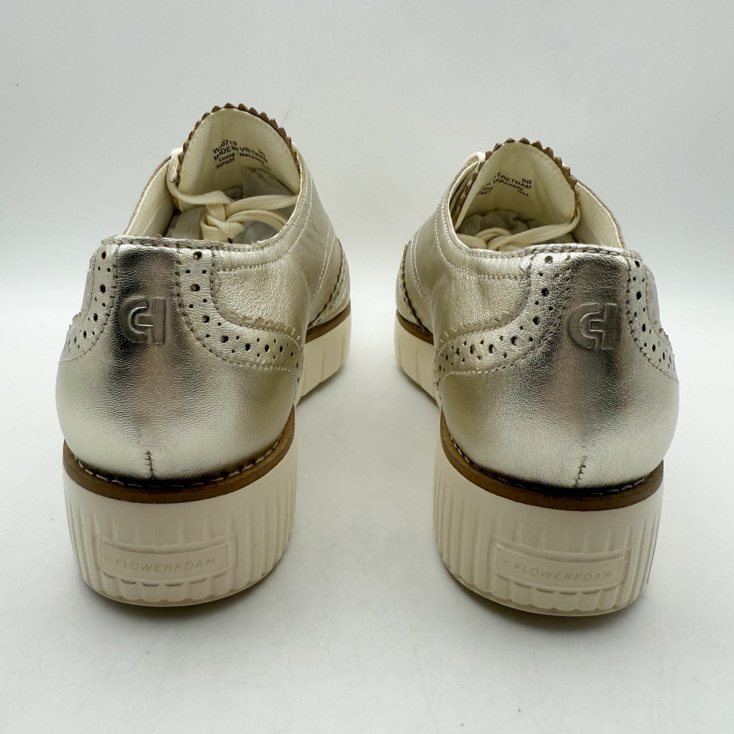 Cole Haan Womens Grand City Platform Oxford Shoe US 9 EU 39.5 Gold Metallic NWOB