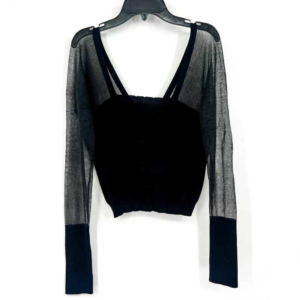 FREE PEOPLE Night After Night Top Large Black INTIMATELY FP Long Sleeve NWT
