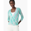 NIC + ZOE Women's Watercolor Waves 4-Way Cardigan Medium Green Grey Top NWT