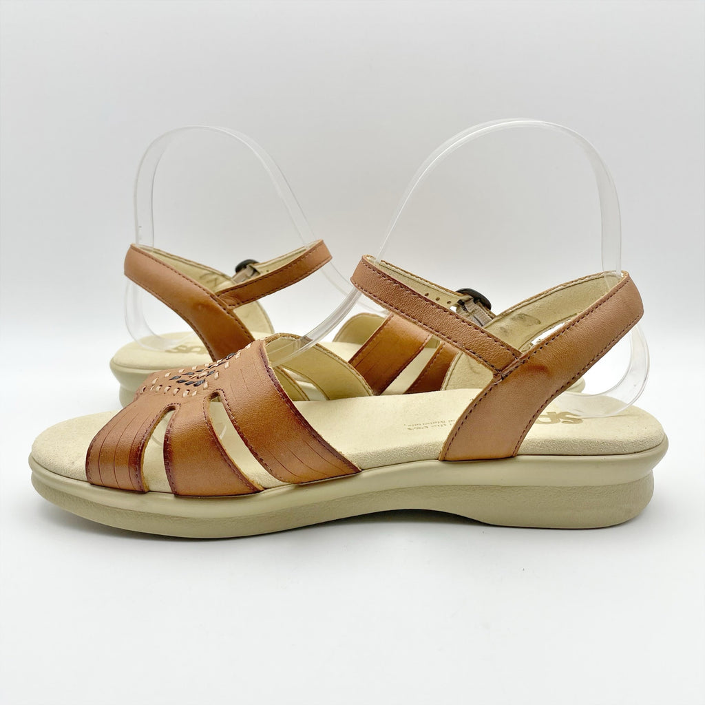 SAS Womens Huarache Sandals Size 7.5 NARROW Tan Leather Adjustable Strap NIB
