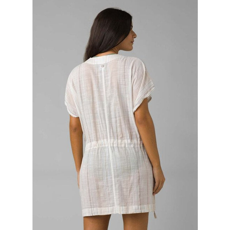 PRANA Women's Marina Bay Tunic Small White Swim Cover Up Short Sleeve NWT