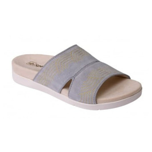 Spenco Womens Twilight Ellie Slide Sandals US 8.5 D EU 39 Grey Leather NIB