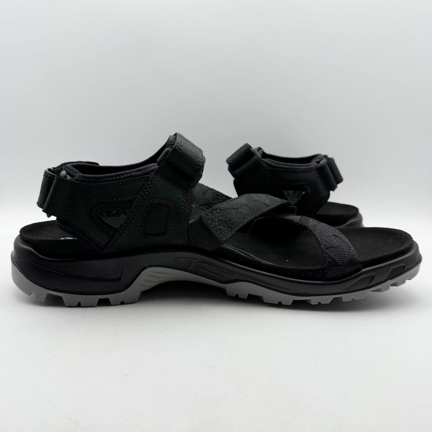 Ecco Mens Yucatan Coast Sandal US 13-13.5 EU 47 Black Leather Casual Sporty NWOB