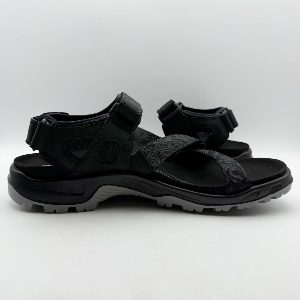 Ecco Mens Yucatan Coast Sandal US 13-13.5 EU 47 Black Leather Casual Sporty NWOB