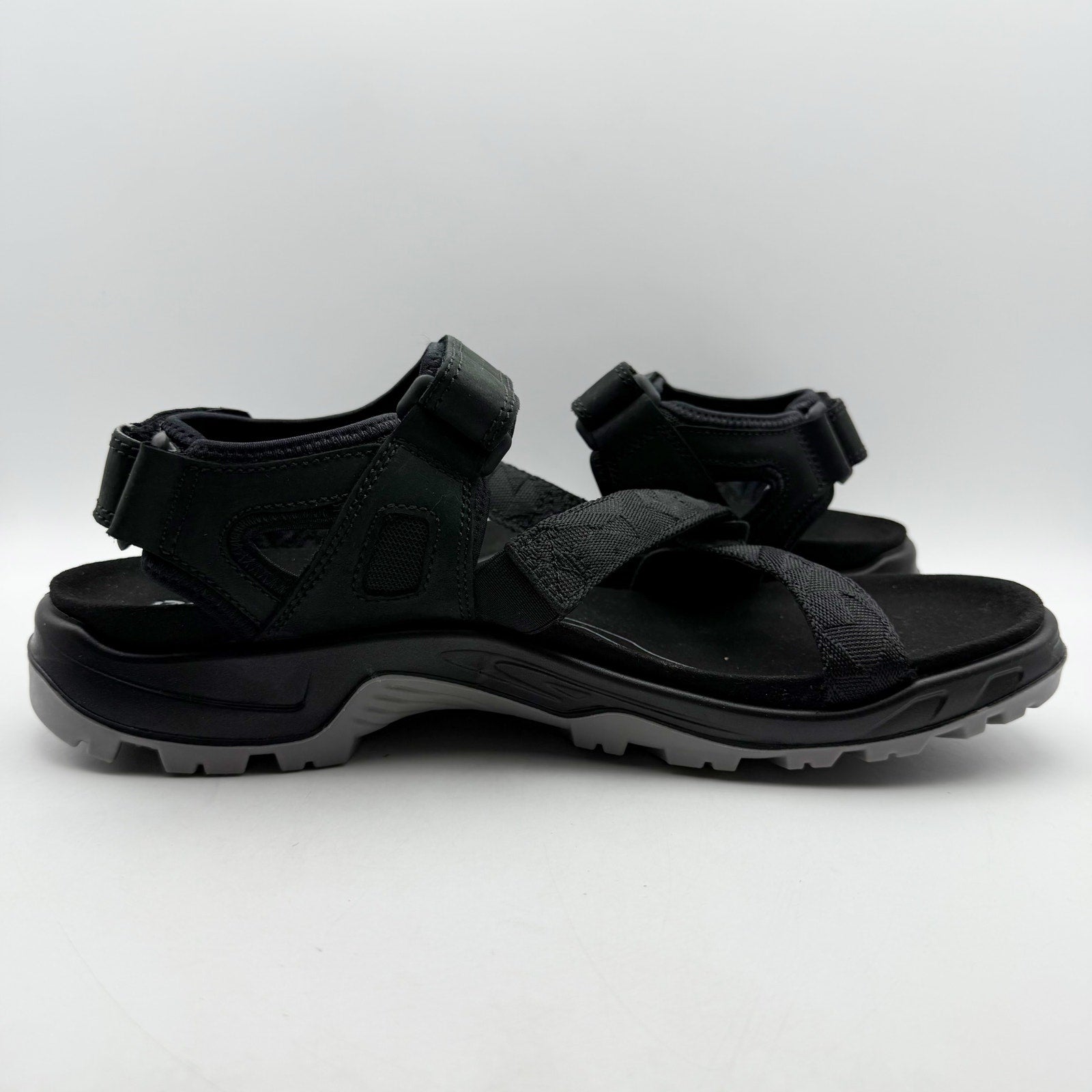 Ecco Mens Yucatan Coast Sandal US 13-13.5 EU 47 Black Leather Casual Sporty NWOB