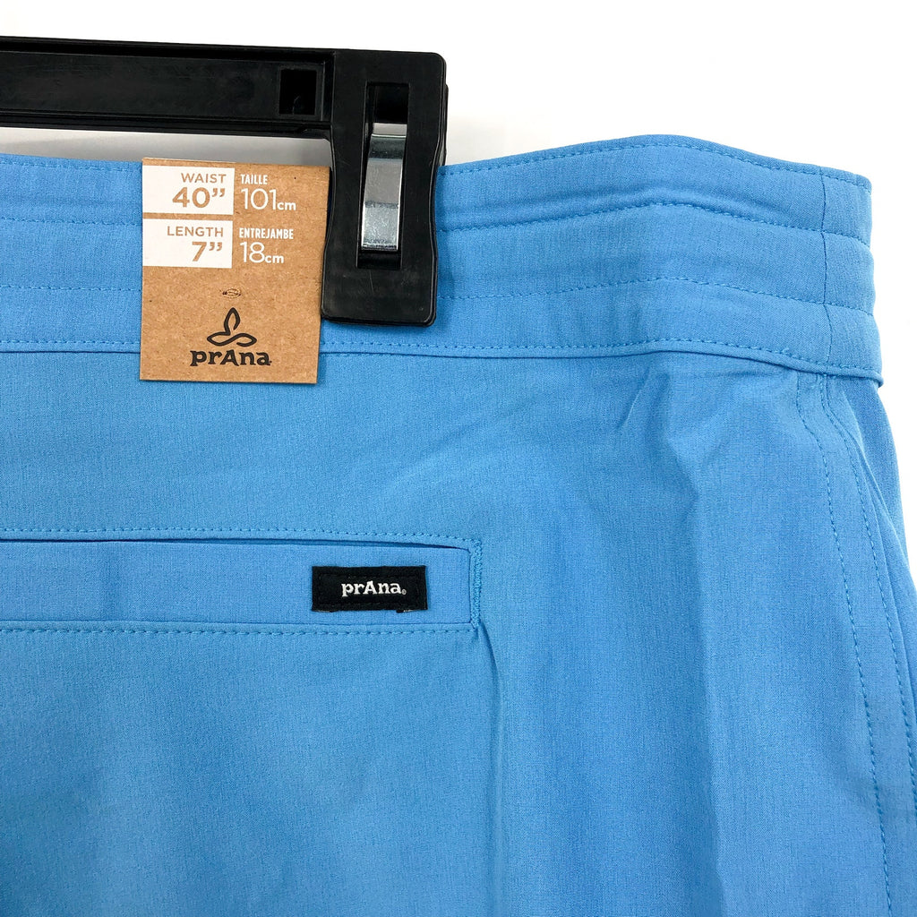 PRANA Men's Riveter Board Shorts Size 40 Blue Clear Sky 7" Inseam Drawstring NWT