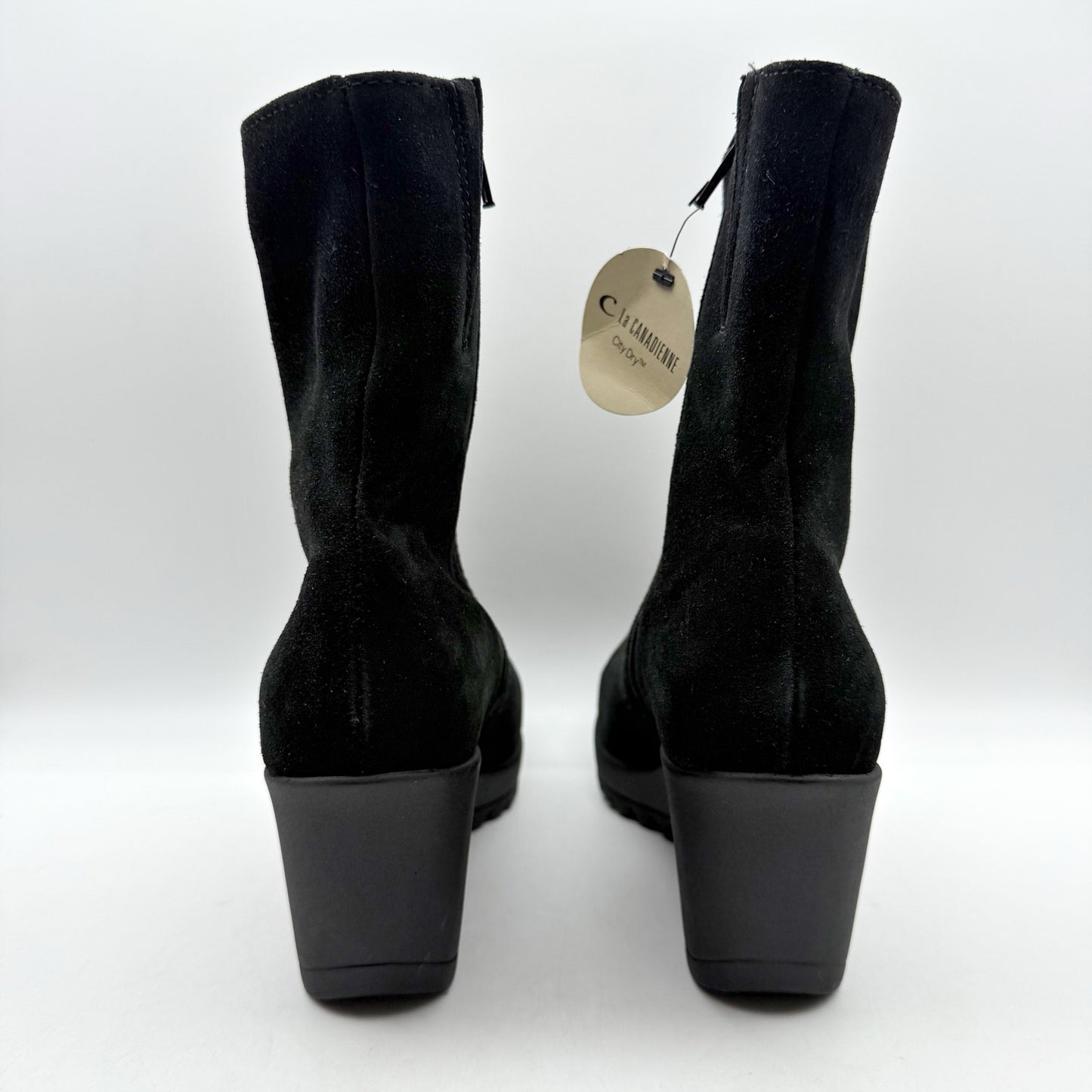 La Canadienne Womens Gavyn Ankle Bootie US 6.5 M Black Suede Waterproof NWOB