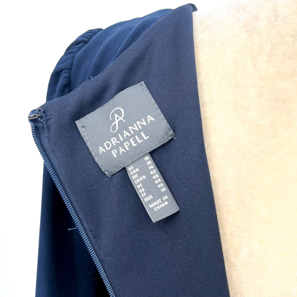 ADRIANNA PAPELL Long Sleeve Sheath Dress Size 10 Midnight Blue Cocktail NWT