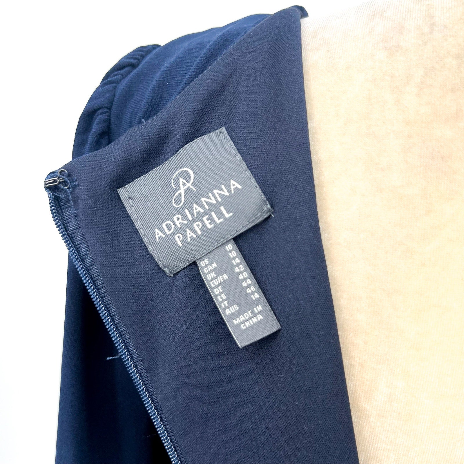 ADRIANNA PAPELL Long Sleeve Sheath Dress Size 10 Midnight Blue Cocktail NWT