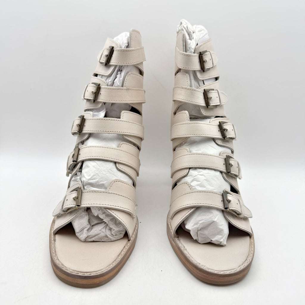 Vintage Foundry Co Womens Lauralyn Heel Sandals US 10 Cream Ivory Leather NIB