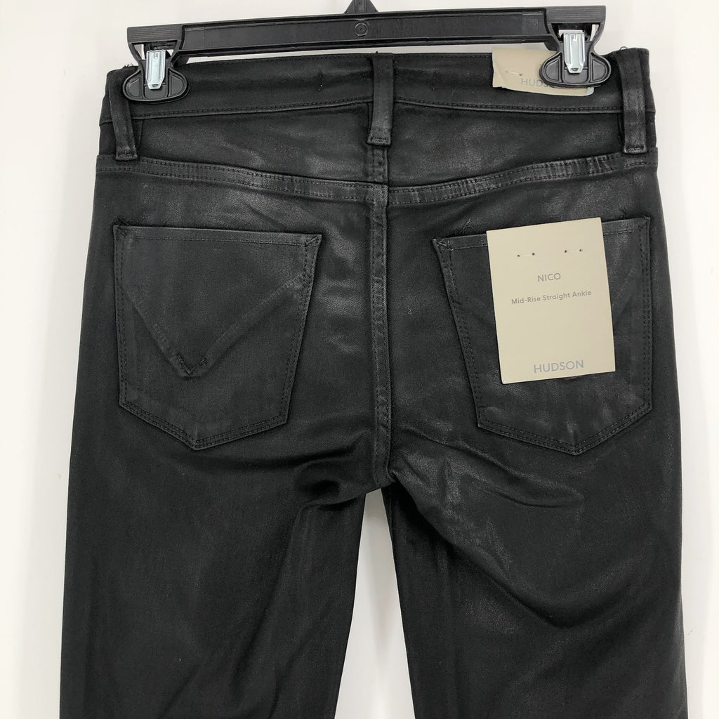 HUDSON JEANS Nico Straight Ankle Jeans Size 24 Coated Black Beauty NWT