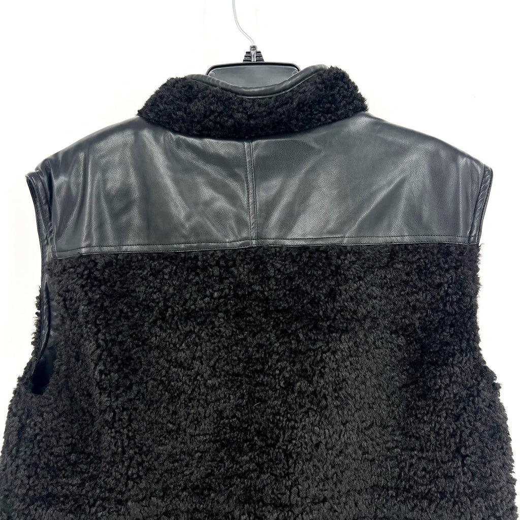 BAGATELLE COLLECTION Womens Vest Small Black Sherpa Shearling Faux Fur Lined NWT