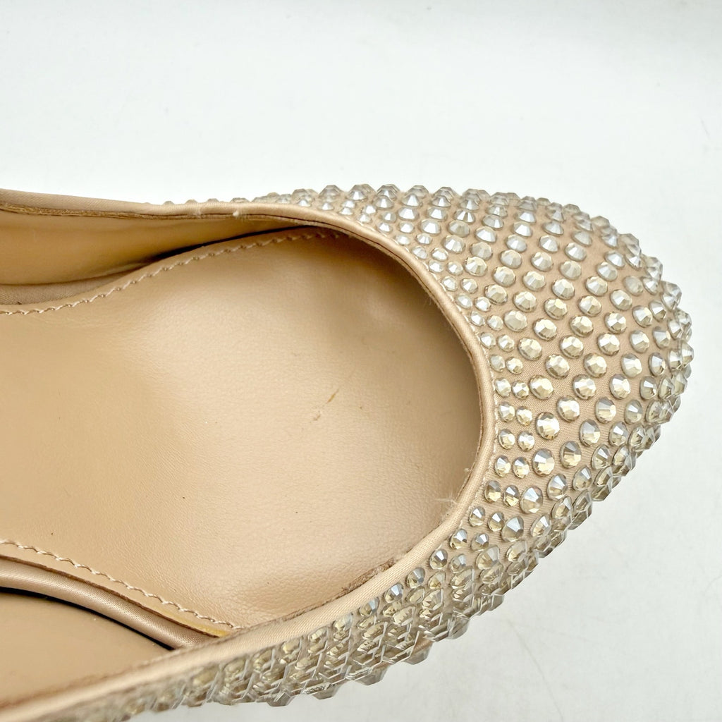 Steve Madden Womens Skyrise Platform Pumps US 6 M Tan Rhinestone NWOB
