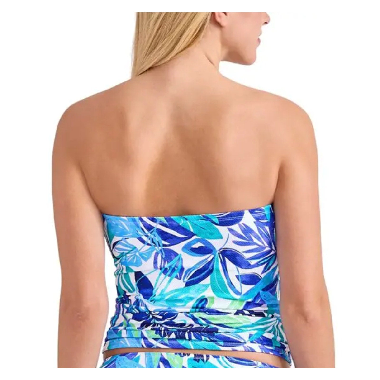 TOMMY BAHAMA Marina Bandeau Tankini Top Large Beach Glass Blue Island Cays NWT