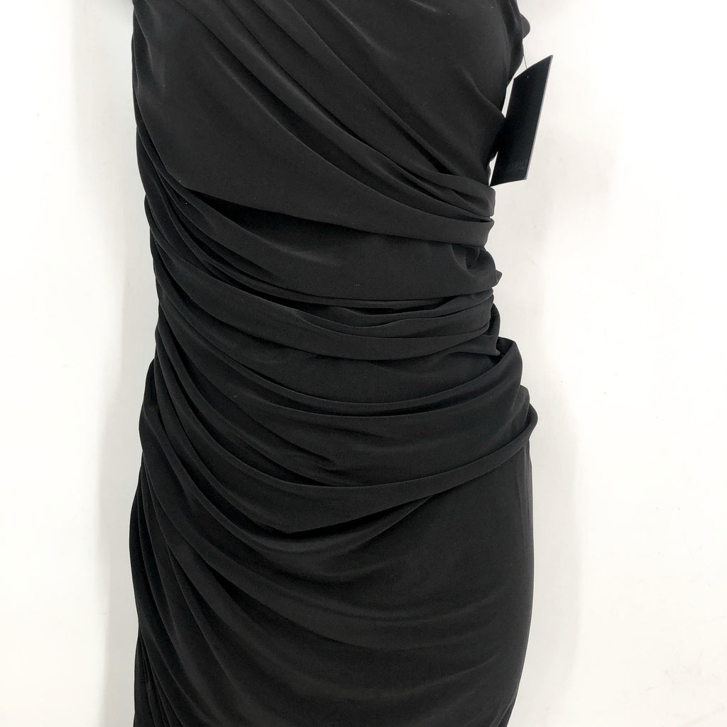 NORMA KAMALI Women's Diana Gown Small 36 Black One Shoulder Asymmetric NWT