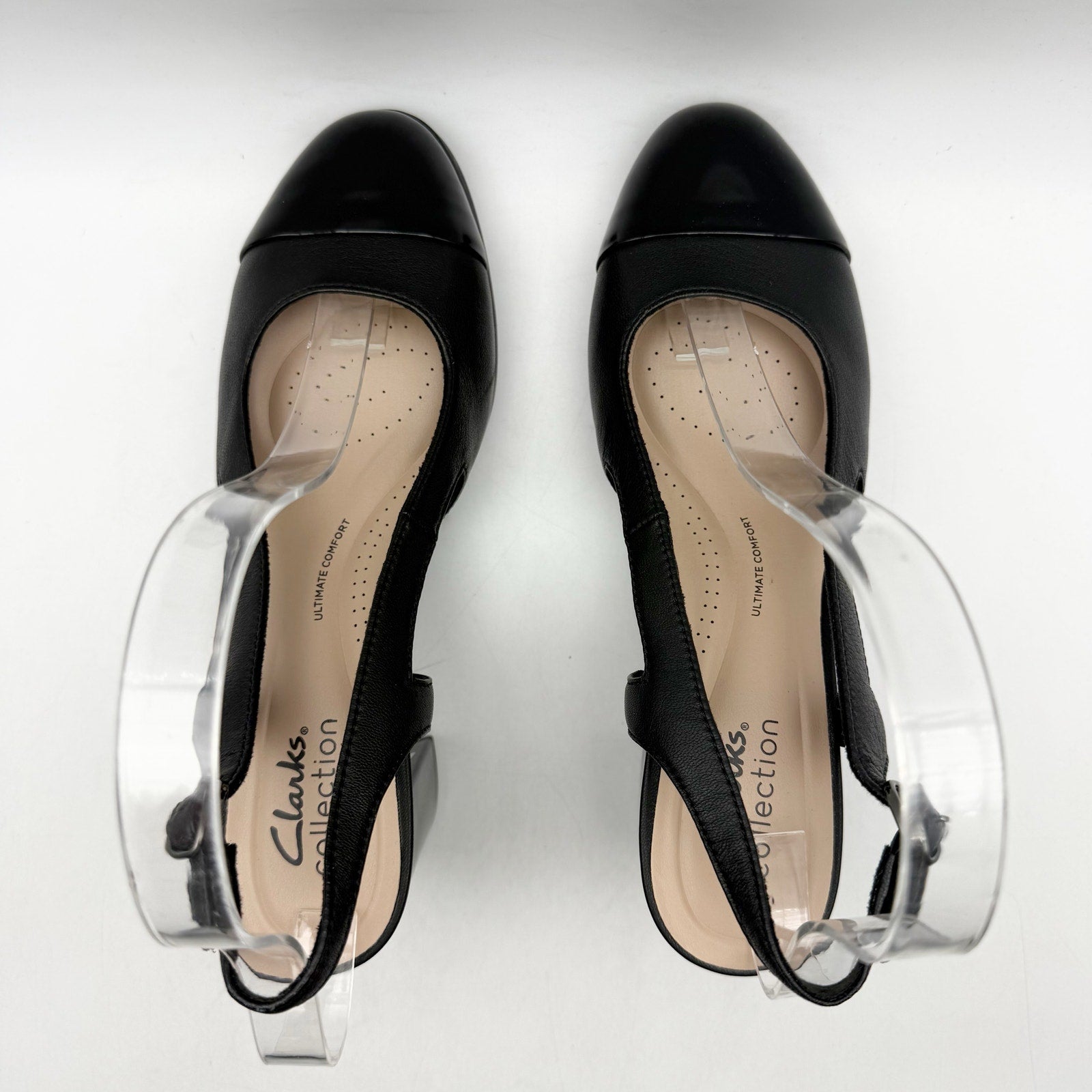 Clarks Womens Bayla Joy Pumps US 7.5 M EU 38 Black Leather Slingback NWOB