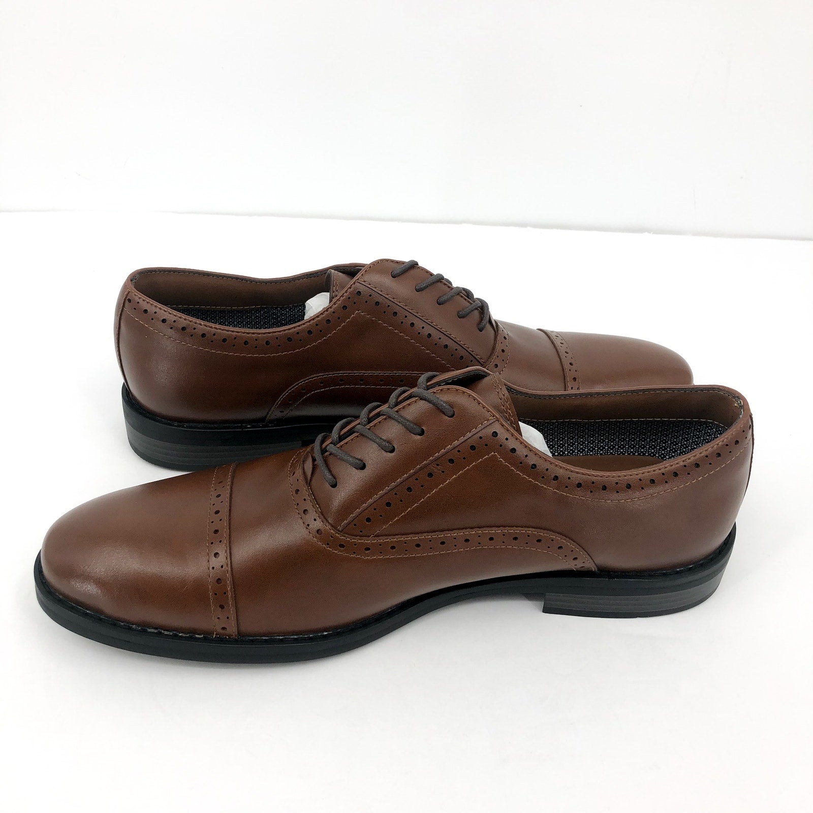 FAIRLANE & SONS Mens Feawin Flex Oxford Shoes Size 13 Tan Brown Leather NWOB