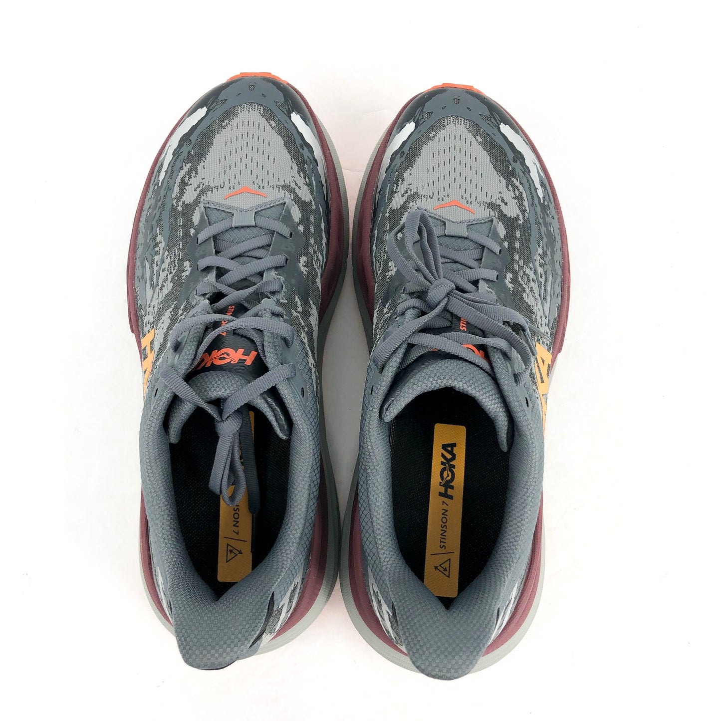 Hoka One Mens Stinson 7 Running Sneakers US 12.5 D Grey Red Athletic NIB