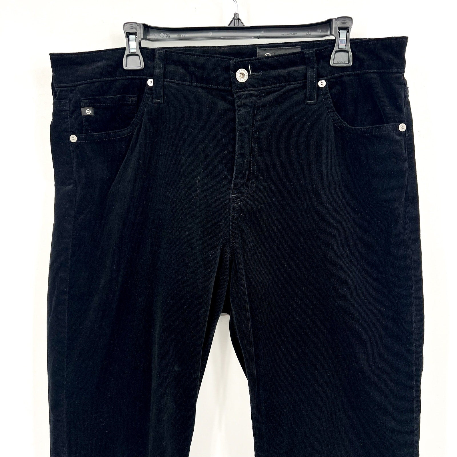 AG ADRIANO GOLDSCHMIED Mari Velvet Slim Straight Jeans SIZE 33 US 16 Black NWOT