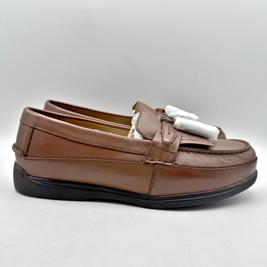 Dockers Mens Sinclair Moc Toe Loafers US 10 Wide EU 43 Brown Leather Tassel NIB