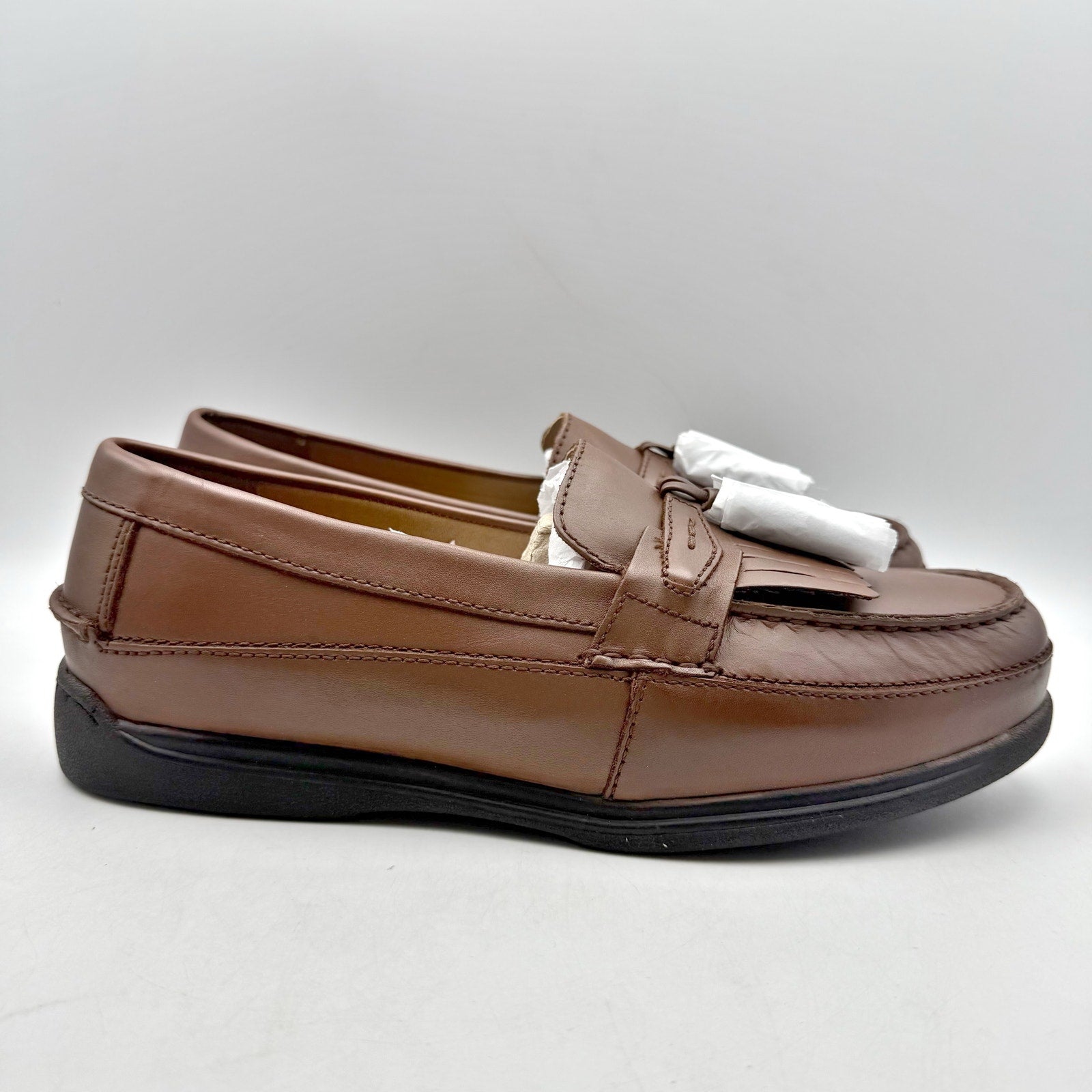 Dockers Mens Sinclair Moc Toe Loafers US 10 Wide EU 43 Brown Leather Tassel NIB