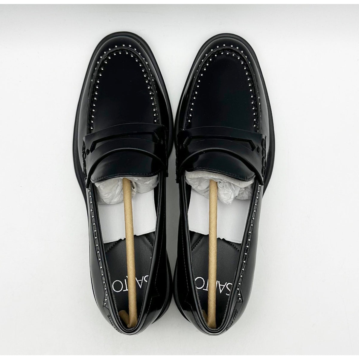 Franco Sarto Womens Eden Studded Loafers Size 11 M EU 42 Black Slip On NIB