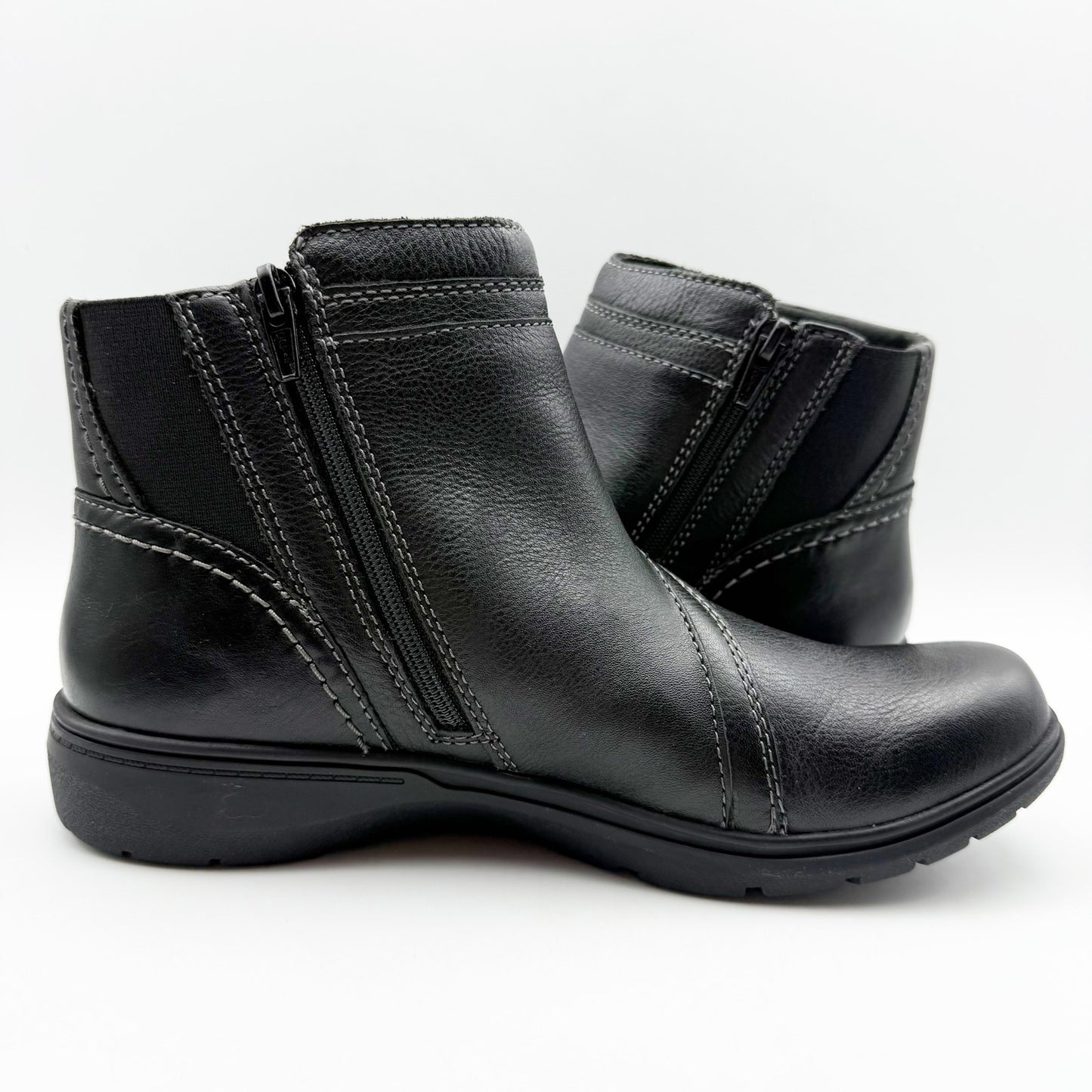 Clarks Womens Carleigh Style Ankle Booties US 9.5 M EU 41 Black Leather NIB