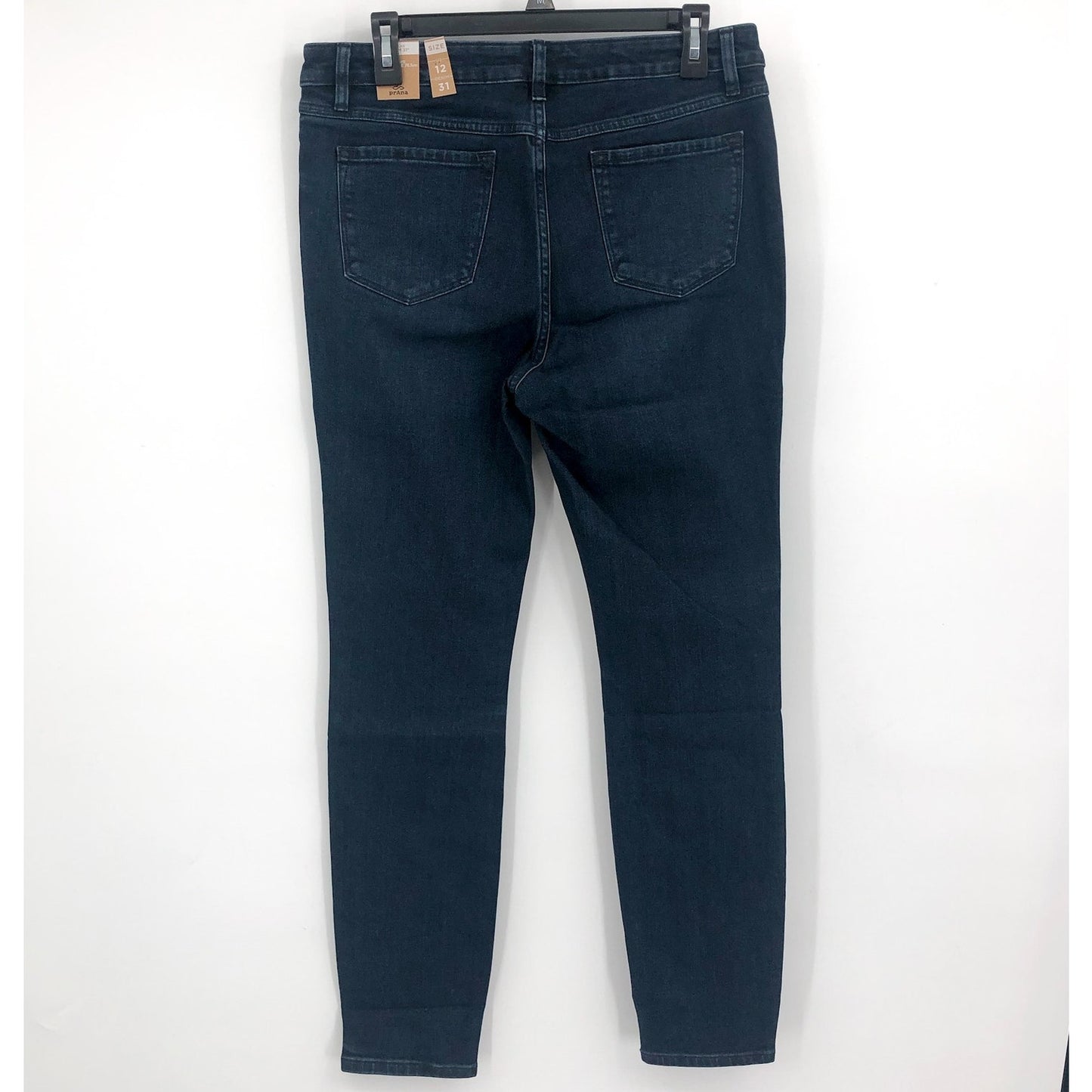 PRANA Women's Sienna Jeans Size 12 Deep Blue Mid Rise Skinny Stretch NWT