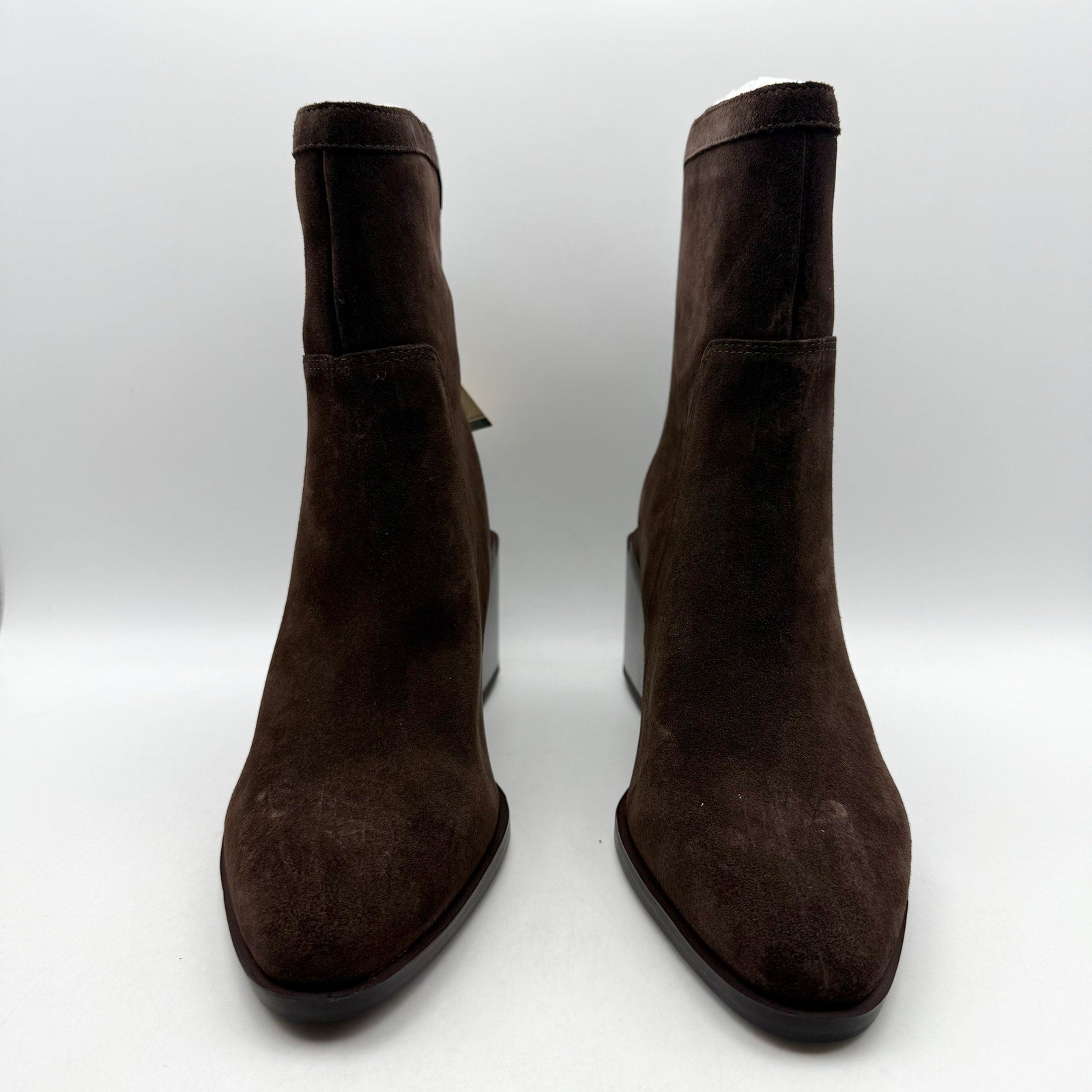 Vince Camuto Womens Kortimy Heeled Ankle Boot US 7 EU 37.5 Brown Suede NIB